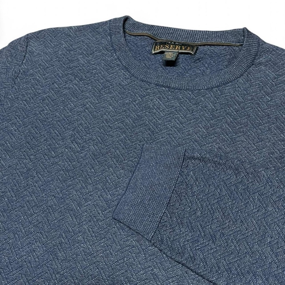 Jos. A. Bank Reserved Men's Blue Textured Sweater Cotton Silk Blend Size XL